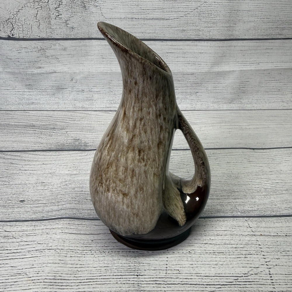 Evangeline Pottery Brown Glaze Ewer Pitcher 992 Vase Vessel Canada Canuck 6.75"
